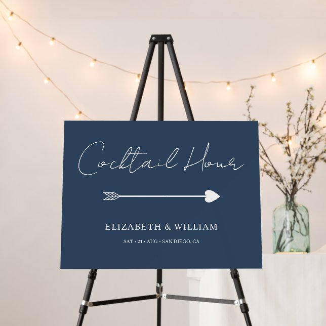 Delicate Calligraphy Wedding Cocktail Hour Sign (In Situ (Stand))