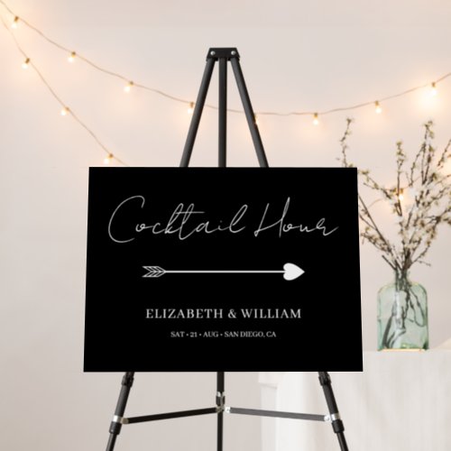 Delicate Calligraphy Wedding Cocktail Hour Sign