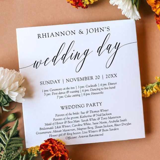 Delicate Calligraphy Wedding Day Program (Creator Uploaded)