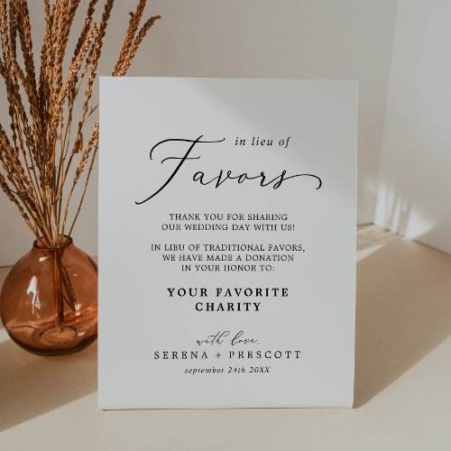 Delicate Calligraphy Wedding In Lieu Of Favors Pedestal Sign