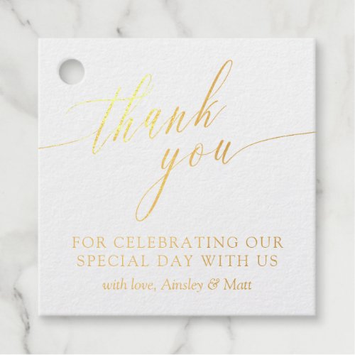 Delicate Calligraphy Wedding Thank You Foil Favor Tags
