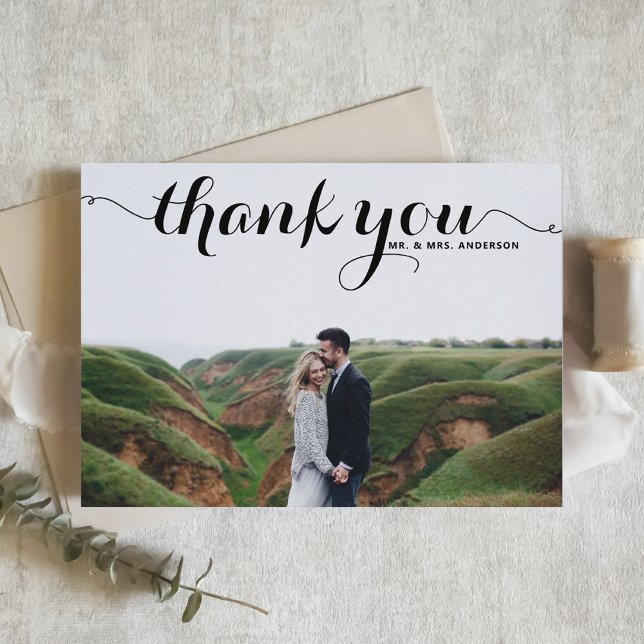 Delicate Calligraphy Wedding Thank You Photo (Creator Uploaded)