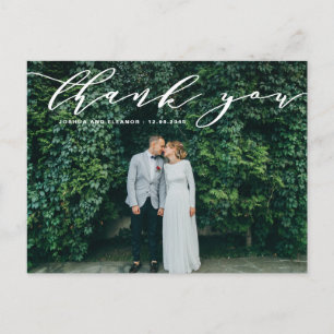 Delicate Calligraphy Wedding Thank You Photo Postcard