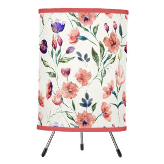 Delicate Carnations Peachy  Tripod Lamp