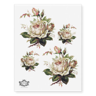 Delicate Champagne and palest pink Rose Temporary Tattoos