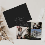 Delicate Charcoal Decking New Halls New Home Holid Holiday Card<br><div class="desc">This delicate charcoal decking new halls new home holiday card is the perfect modern holiday greeting and to announce your new address. The romantic minimalist design features lovely and elegant typography on a dark gray background with a clean and simple look. Personalize the card with 3 photos, your family name...</div>