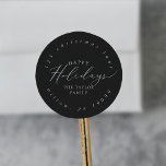 Delicate Charcoal Holiday Circular Return Address Classic Round Sticker<br><div class="desc">These delicate charcoal holiday circular return address stickers are perfect for a modern holiday card or invitation envelope. The romantic minimalist design features lovely and elegant typography on a dark gray background with a clean and simple look.</div>