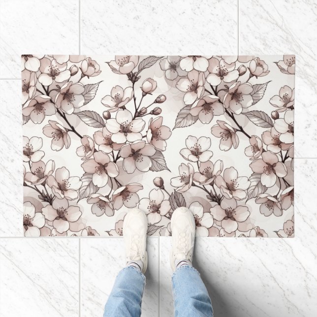 Delicate Cherry Blossom Design Doormat (Indoor)