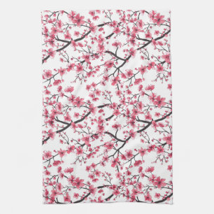 Delicate Cherry Blossom Pattern Kitchen Towel