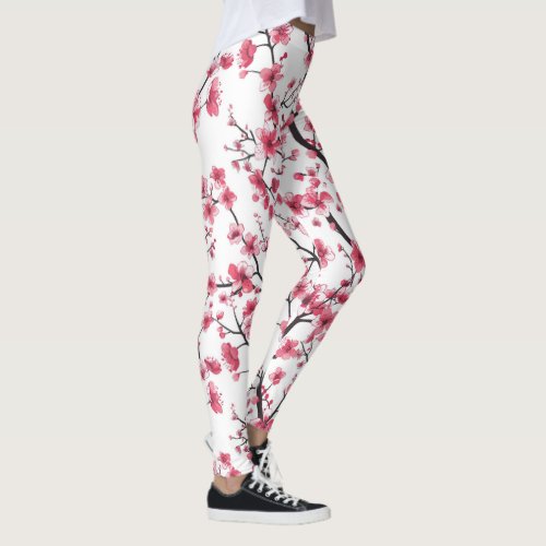 Delicate Cherry Blossom Pattern Leggings