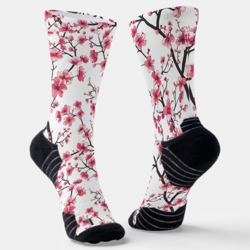 Delicate Cherry Blossom Pattern Socks