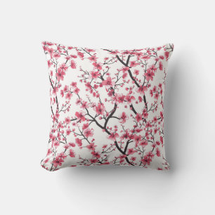 Delicate Cherry Blossom Pattern Throw Pillow