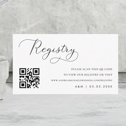 Delicate Chic Script Qr Code Wedding Gift Registry Enclosure Card