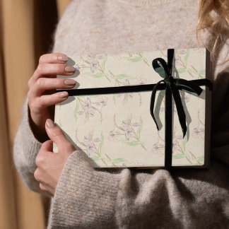 Delicate Classic Flower Pattern in Khaki Wrapping Paper Sheets