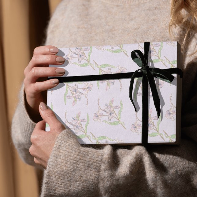 Delicate Classic Flower Pattern in Muted Purple Wrapping Paper Sheets (Creator Uploaded)