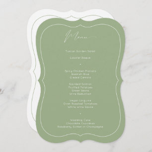 Delicate Classic Sage Green Calligraphy Wedding Menu
