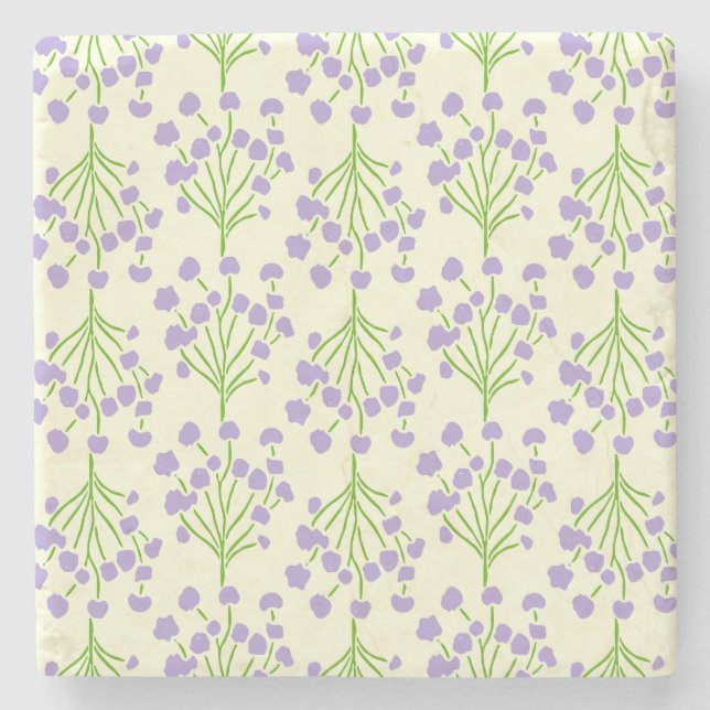 Delicate Climbing Leaves | Absorbent Soft Lavender Stone Coaster (Front)