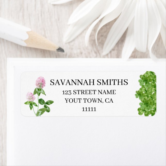 Delicate Clover Elegant Return Address Label (Insitu)