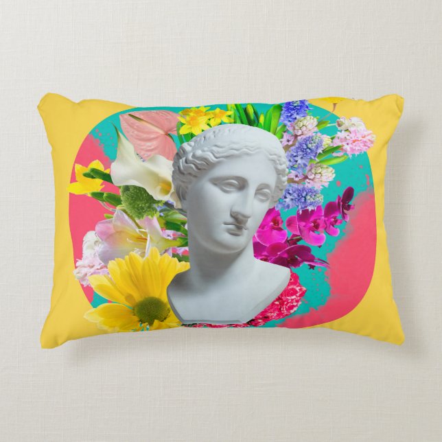 Delicate. Collage with plaster head statue isolate Accent Pillow (Front)