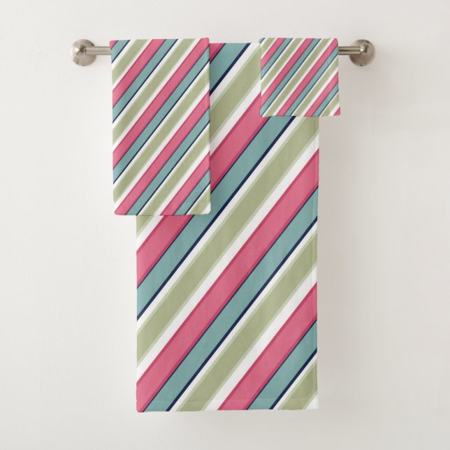 Delicate color stripes bath towel set (Insitu)