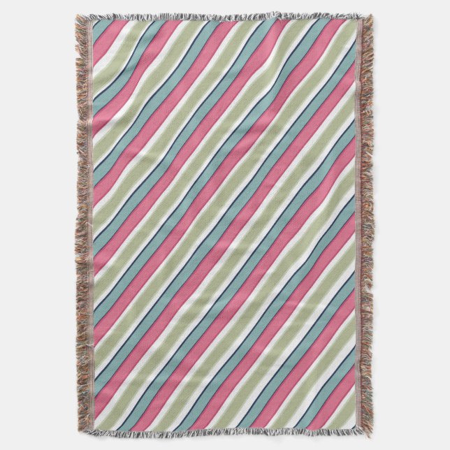Delicate color stripes throw blanket (Front Vertical)