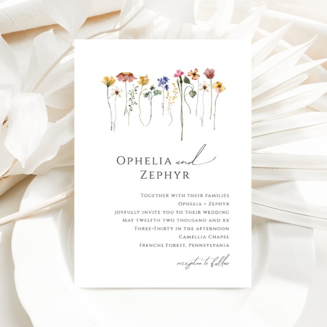 Delicate Colorful Wildflower | Wedding Invitation (Creator Uploaded)