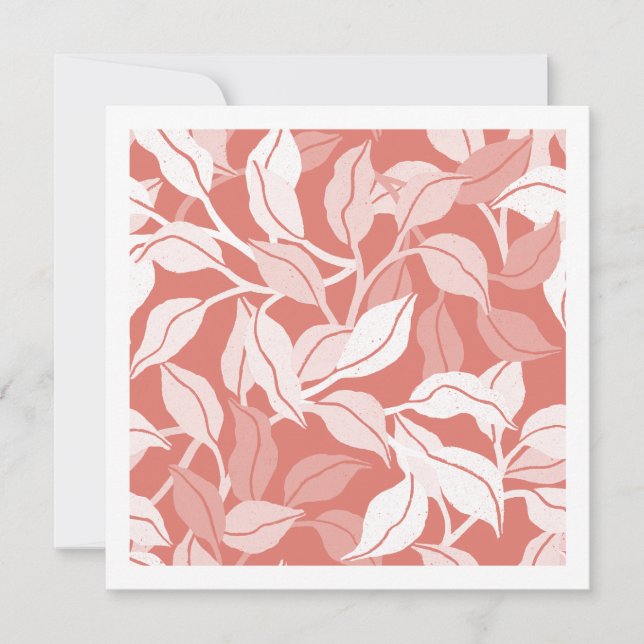 Delicate Coral Leaf Canopy Silhouette Art Note Card (Front)