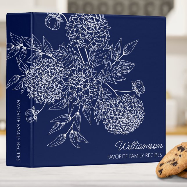 Delicate Country Flower Line Illustration Recipe  3 Ring Binder (Creator Uploaded)