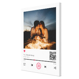 Delicate Couple Customized QR Code Any Song Photo Canvas Print