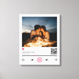Delicate Couple Customized QR Code Any Song Photo Canvas Print