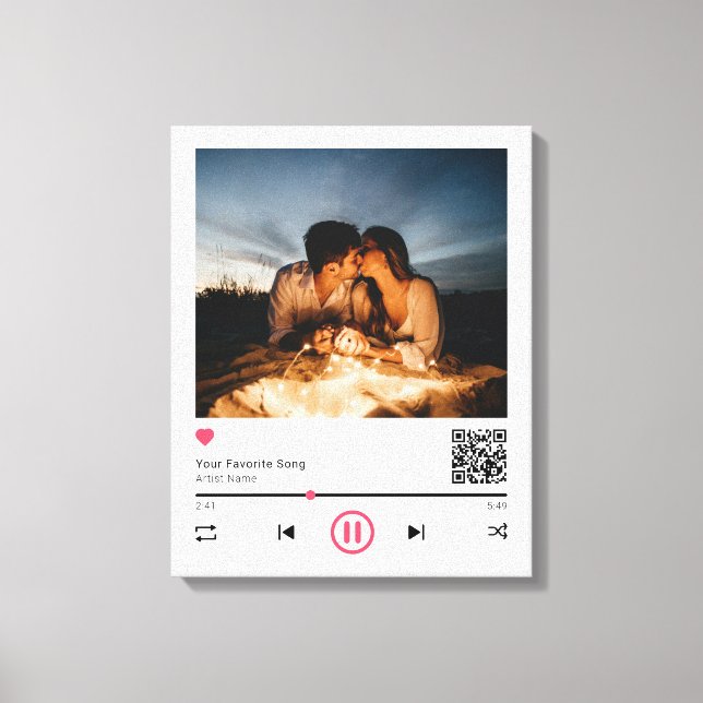 Delicate Couple Customized QR Code Any Song Photo Canvas Print (Front)