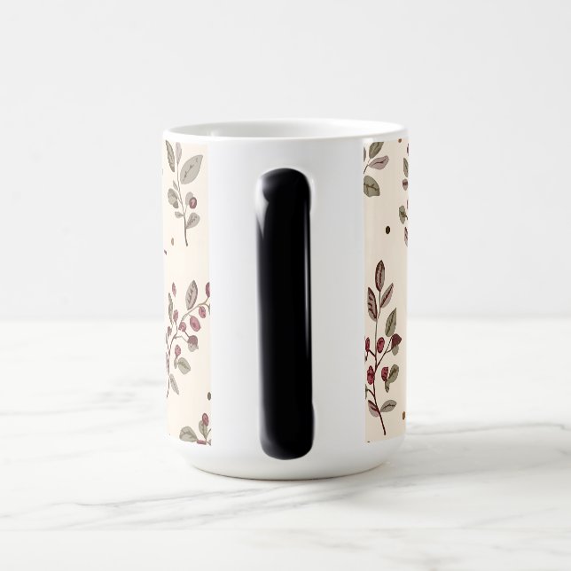 Delicate Cream Botanical Foliage Pattern Color Morph Mug (Handle)