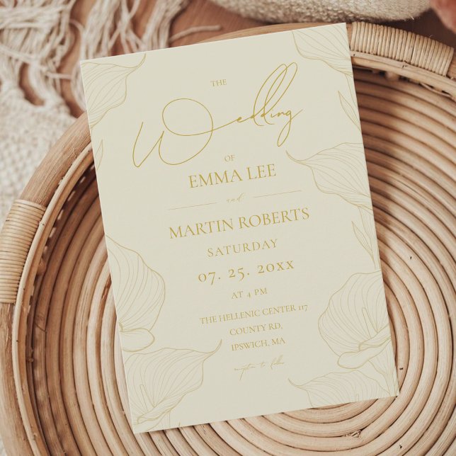 Delicate Cream Butter Yellow Flower Wedding  Invitation (Creator Uploaded)