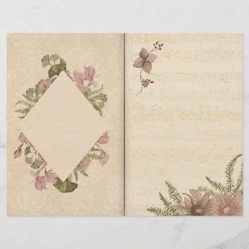 Delicate Cream Floral Journal Scrapbook Paper