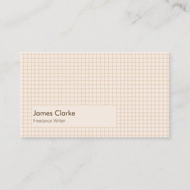 Delicate Creamy Brown Checkered Pattern Business Card (Front)