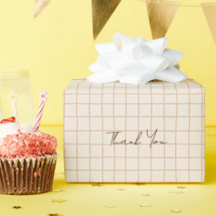Delicate Creamy Brown Checkered Wrapping Paper