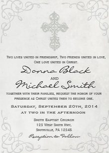 Religious Wedding Invitations Zazzle Delicate Cross Religious Wedding Invitations