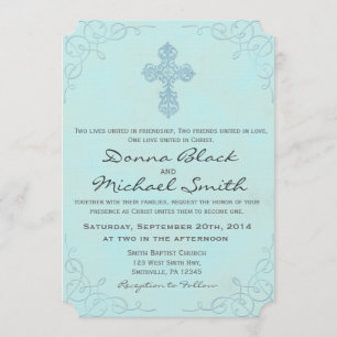 Delicate Cross Religious Wedding Invitations