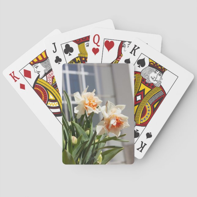 Delicate cute daffodils spring   poker cards (Back)