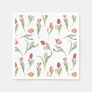 Delicate Cute Flowers Tulips Napkins