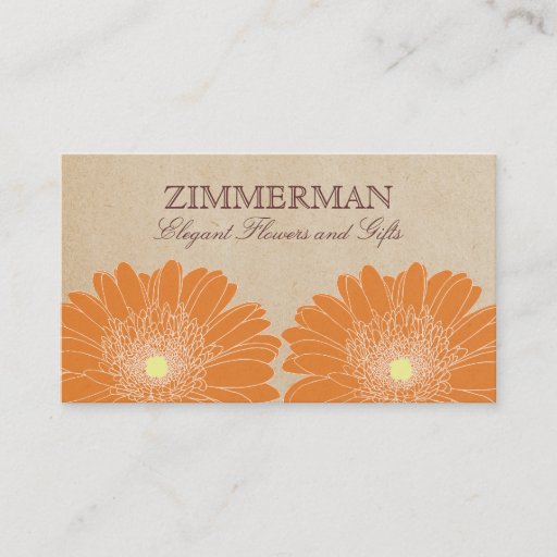 Customizable Delicate Daisies Business Card, Orange Flowers