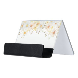 Delicate Daisies Desk Business Card Holder