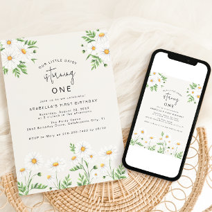 Delicate Daisies   Kids Birthday Party Invitation