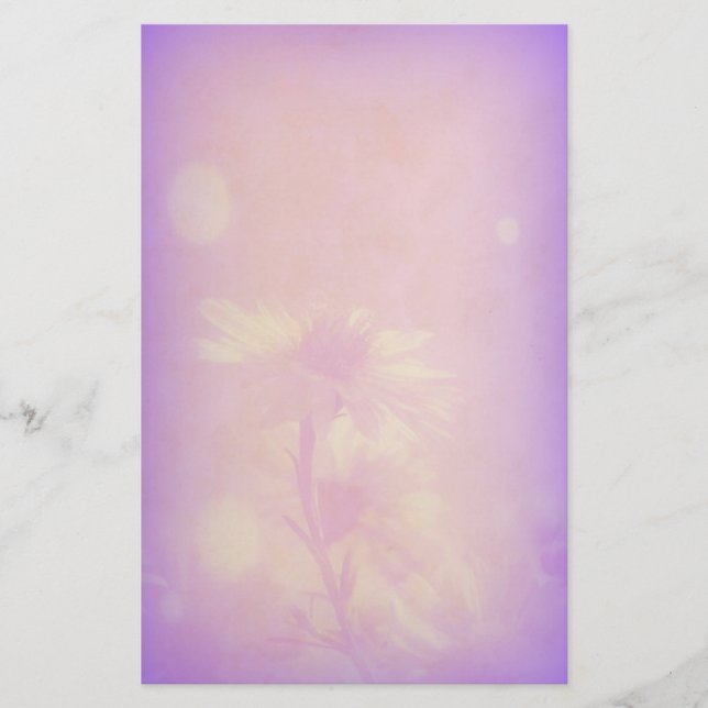 Delicate Daisies on faded Purple Stationery (Front)