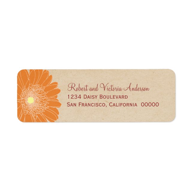Delicate Daisies Return Address Labels, Orange Label (Front)