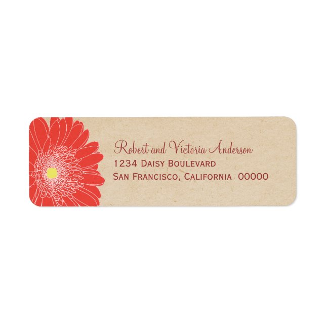 Delicate Daisies Return Address Labels, Red Label (Front)