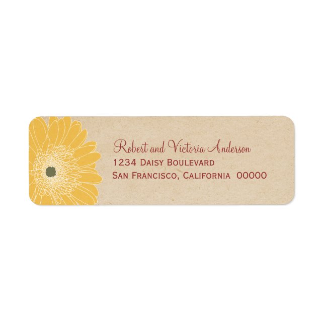 Delicate Daisies Return Address Labels, Yellow Label (Front)