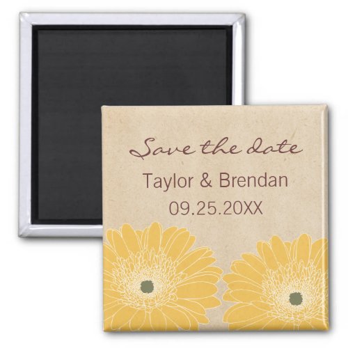Delicate Daisies Save the Date Magnet Yellow Magnet
