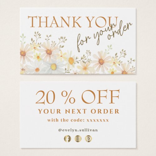 Delicate daisies thank you discount card