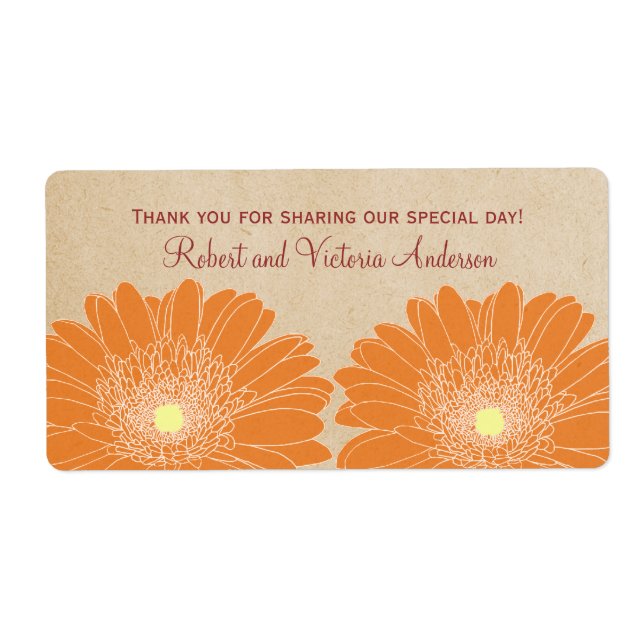 Delicate Daisies Wedding Labels, Orange Label (Front)